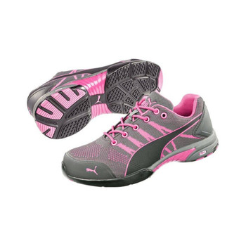 Puma Safety Women's Celerity Knit Low Gray & Pink SD Steel Toe Knit Shoes - 642915