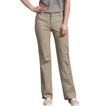 Khaki Dickies Women's Relaxed Straight Stretch Twill Pants