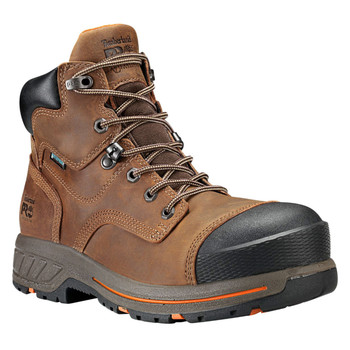 Timberland PRO Men's 6" Distressed Brown Helix HD Composite Toe WP Work Boots - A1HQL214