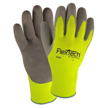 Wells Lamont Y9239 FlexTech High-Vis Green A1 Cut Sandy Latex Coated Gloves - Single Pair