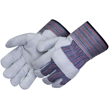 Rugged Blue Leather Palm Work Gloves